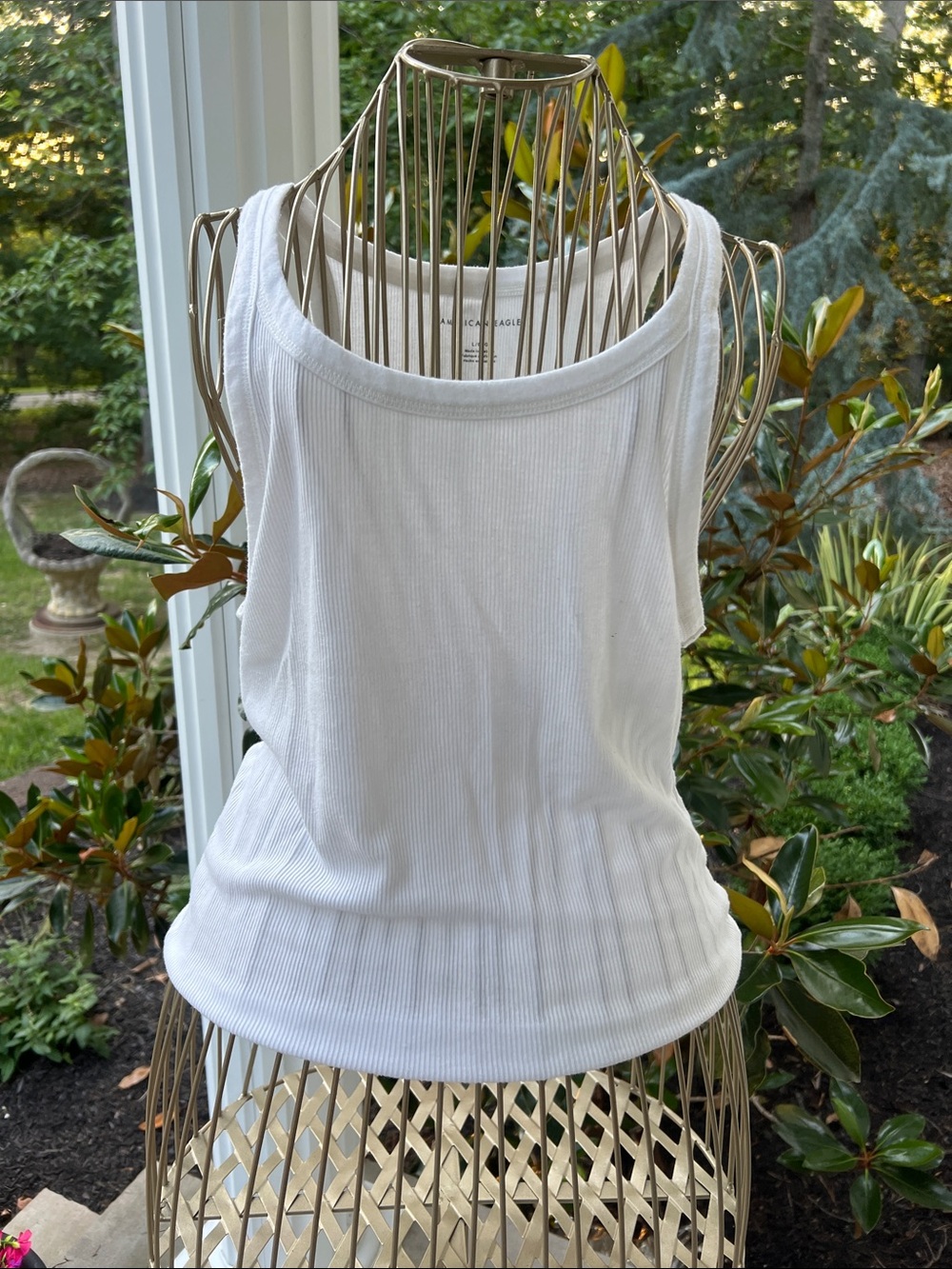 American Eagle Outfitters White Ribbed Tank Top